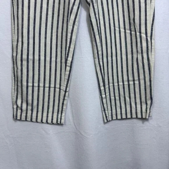 J.Crew Tie Waist Seaside Cropped Navy Stripe Pull On Pants Women's Size S AY652 - Picture 6 of 11